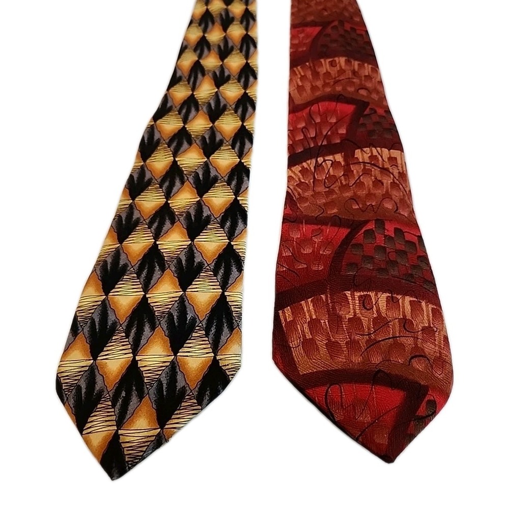 VTG 90s Y2K J Garcia Neck Ties Lot Of 2 Silk Abstract Colorful Designer Office